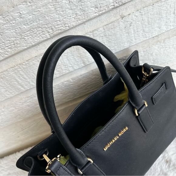 MICHAEL KORS Black Leather Hamilton Selma Raven Jet Set Tote Satchel - Picture 6 of 12